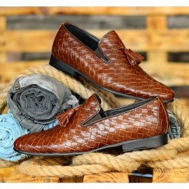 Pantofi Maro din PIELE Naturala Impletita 100% cod: 124M23 kép