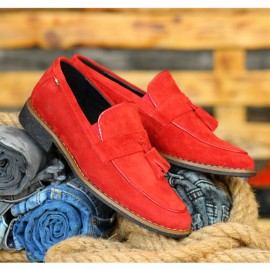 Pantofi Rosii din PIELE Intoarsa Naturala 100% cod: 477RS images