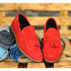 Pantofi Rosii din PIELE Intoarsa Naturala 100% cod: 477RS images