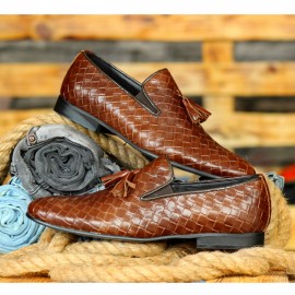 Pantofi Maro din PIELE Naturala Impletita 100% cod: 124M23 kép