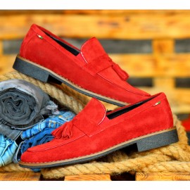 Pantofi Rosii din PIELE Intoarsa Naturala 100% cod: 477RS images