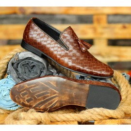 Pantofi Maro din PIELE Naturala Impletita 100% cod: 124M23 kép