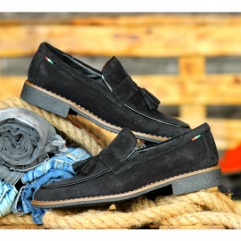 Pantofi Negrii din PIELE Intoarsa Naturala 100% cod: 477NS kép