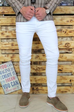 Blugi Barbati Conici Albi MODEL 2017 COD: BG165 kép