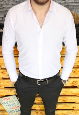 Camasa Alba cu Butoni Model 2017 COD: CB30 Bilder