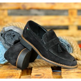 Pantofi Negrii din PIELE Intoarsa Naturala 100% cod: 477NS kép