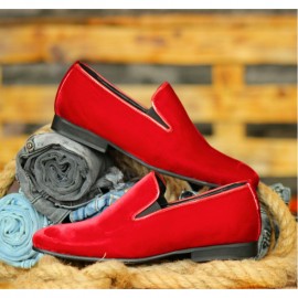 Pantofi Rosii din PIELE Naturala 100% + Catifea cod: 124RKATIF kép