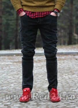 Poze Blugi Barbati Conici cu Fermoare COD: BG100