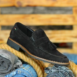 Pantofi Negrii din PIELE Intoarsa Naturala 100% cod: 477NS kép