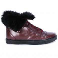 Ghete Barbati din Piele Naturala + Blana Iepure Imblanite Cod: 510Bordo