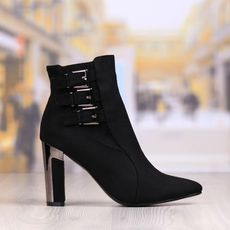 Botine Dama Negre Cu Toc Metalic Cod: 484P