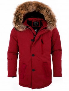 Geaca Barbati Parka BORDO cu BLANA NATURALA Model 2016 Iarna  cod: GB45