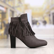 Botine Dama Gri Cu Toc Gros Cod: 498p