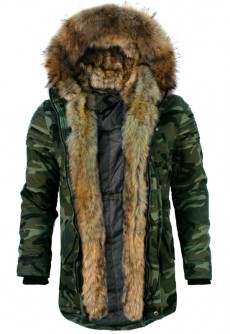 Geaca Barbati Parka Army cu Blana NATURALA Model 2017 cod: GB222 Transport Gratuit !!!