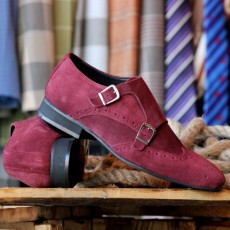 Pantofi din PIELE Naturala Intoarsa 100% cod: 120BORDO