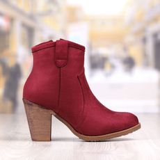 Botine Dama Grena Cu Toc Gros Cod: 525p