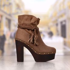 Botine Dama Khaki Cu Toc Gros Cod: 427p