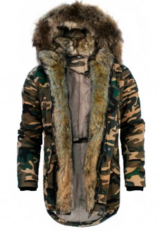 Geaca Barbati Parka Army cu Blana NATURALA Model 2017 cod: GB223 Transport Gratuit !!!