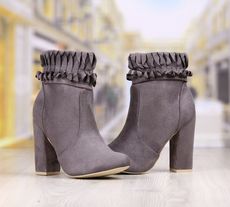 Botine Dama Gri Cu Toc Gros Cod: 482p