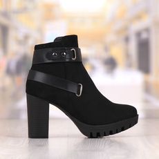 Botine Dama Negre Cu Toc Gros + Cod: 452p