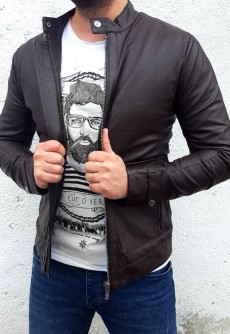 Geaca Barbati Maro din Piele Sintetica Perforata Model 2018 cod: GB274 Transport Gratuit !!!