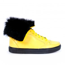 Ghete Barbati din Piele Naturala + Blana de Iepure Imblanite Cod: 510GALBEN