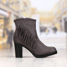 Botine Dama Gri Cu Toc Gros Cod: 499p