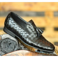 Pantofi Negrii din PIELE Naturala Impletita 100% cod: 124N23