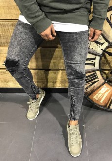 Blugi Barbati Conici DARCK GREY CU FERMOARE  COD: BG144