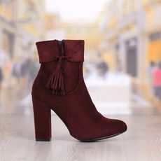 Botine Dama Grena Cu Toc Gros +Cod: 467pd