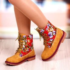 Ghete Dama Camel Cu Imprimeu Floral +Cod: 318p