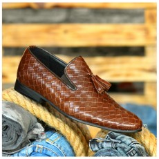 Pantofi Maro din PIELE Naturala Impletita 100% cod: 124M23