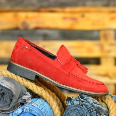 Pantofi Rosii din PIELE Intoarsa Naturala 100% cod: 477RS